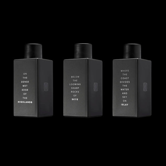 Three fragrances inspired by Scottish whisky producing regions, designed for home use.