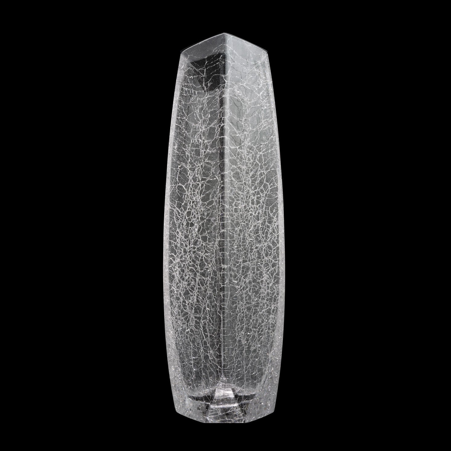 Raif Whisky Decanter with crackle glass finish, mouth-blown and non-leaded, featuring a hand-cut mouth and decorative aluminum lid